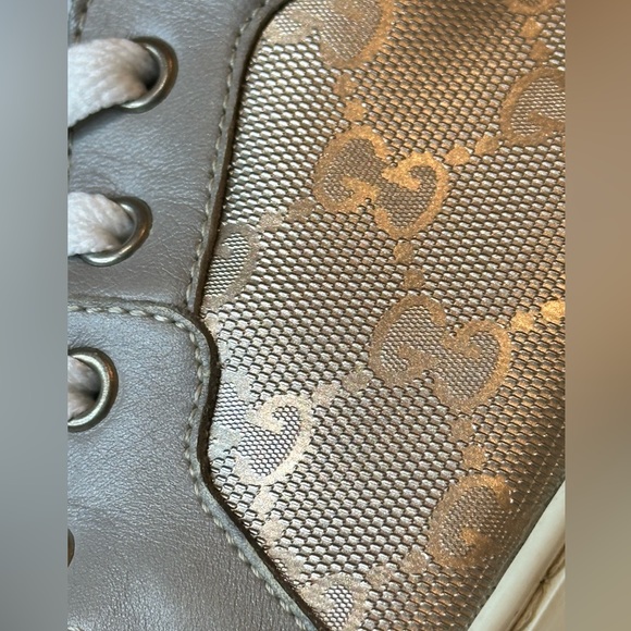 Rare find! Gucci Mens GG Silver Metallic High Top Sneaker - Size 44 EU/11 US - Picture 12 of 14